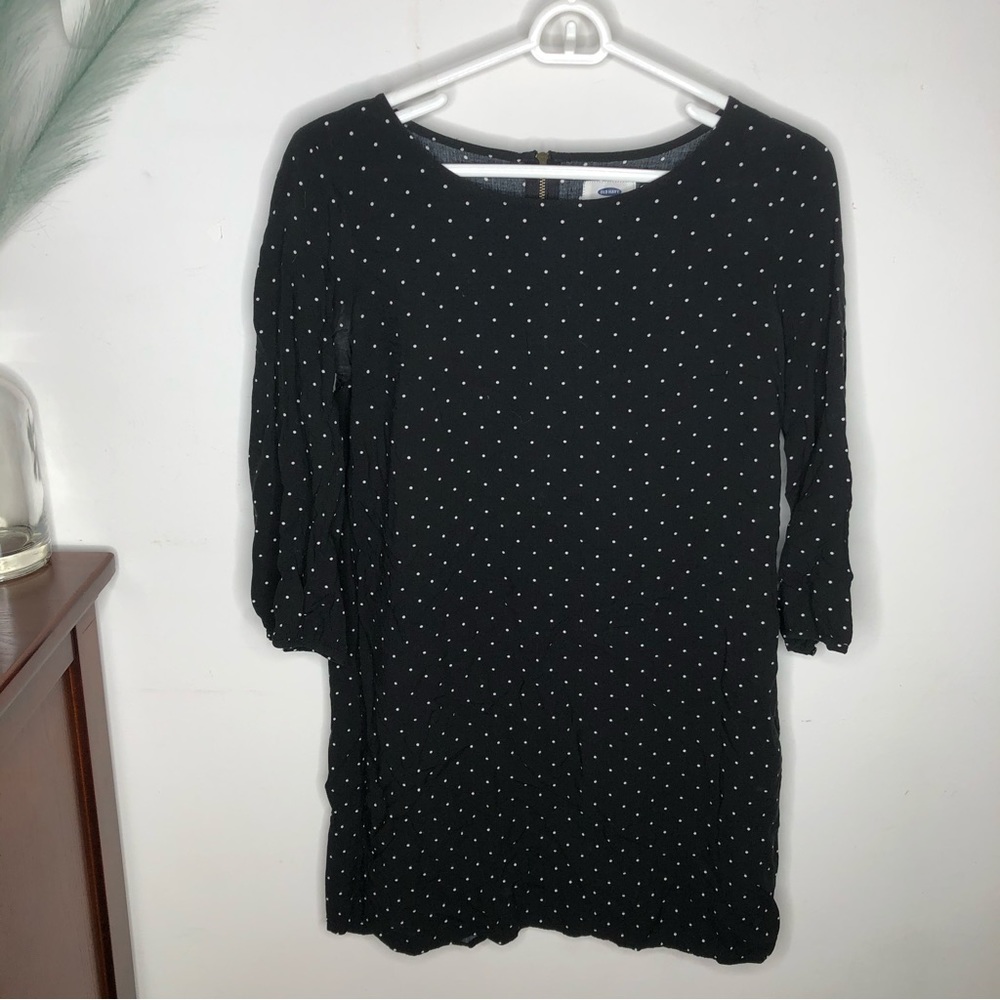 Old Navy Black & White Polka Dot Print Dress Size Small/Petite
